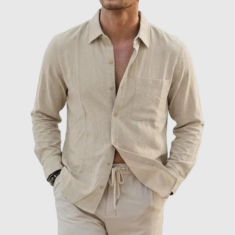 Aaron - Men’s Button-Up Casual Linen Shirt - Image 2