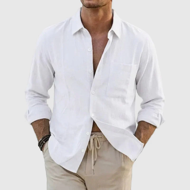 Aaron - Men’s Button-Up Casual Linen Shirt - Image 3