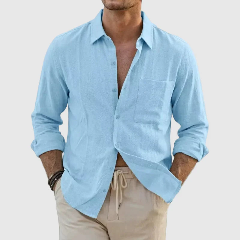 Aaron - Men’s Button-Up Casual Linen Shirt - Image 4