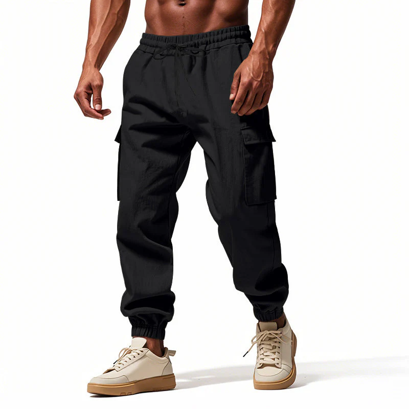 Aiden - Men’s Elastic Waist Cargo Jogger Pants - Image 3