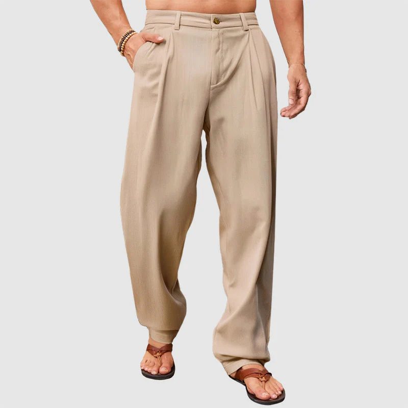 Ashton - Men's Linen Pleated Relaxed Fit Pants - Image 2