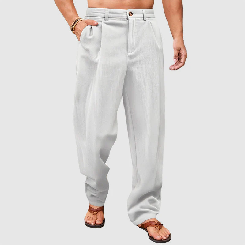 Ashton - Men's Linen Pleated Relaxed Fit Pants - Image 3
