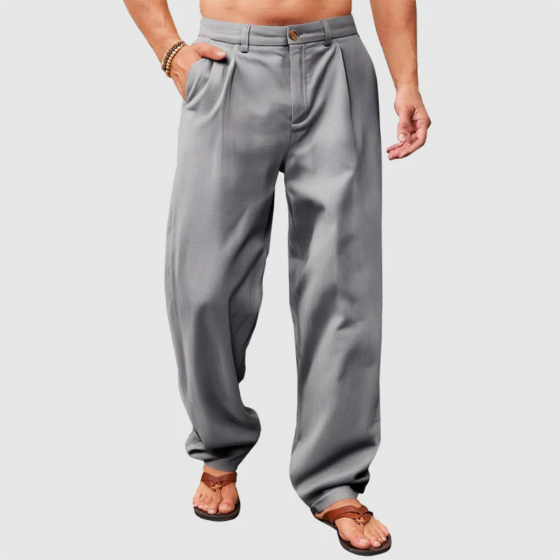 Ashton - Men's Linen Pleated Relaxed Fit Pants - Image 4