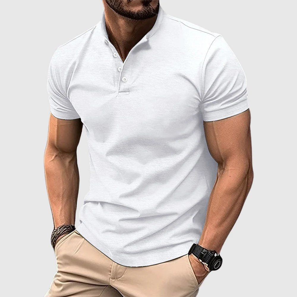 Austin - Men's Short Sleeve Henley Polo - Image 2