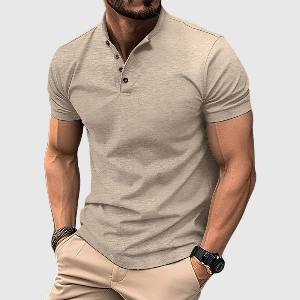 Austin - Men's Short Sleeve Henley Polo - Image 3