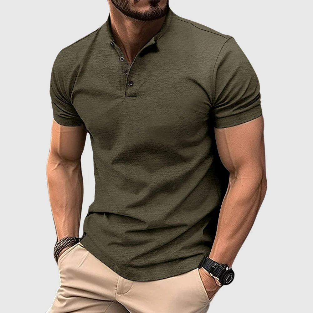 Austin - Men's Short Sleeve Henley Polo - Image 4