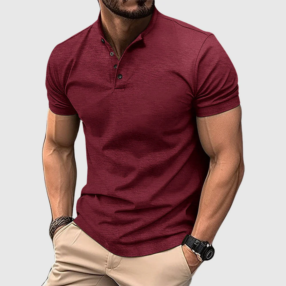 Austin - Men's Short Sleeve Henley Polo - Image 5