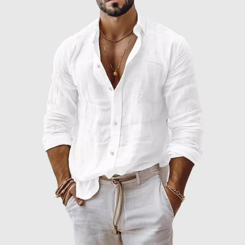 Blake - Men's Casual Long-Sleeve Linen Shirt - Image 2