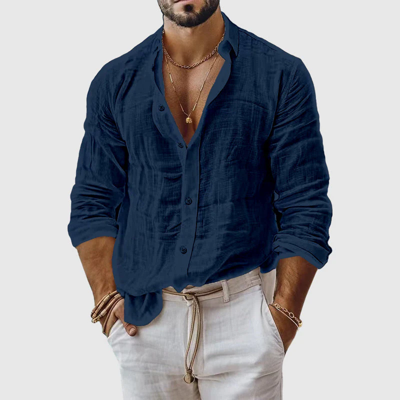 Blake - Men's Casual Long-Sleeve Linen Shirt - Image 3
