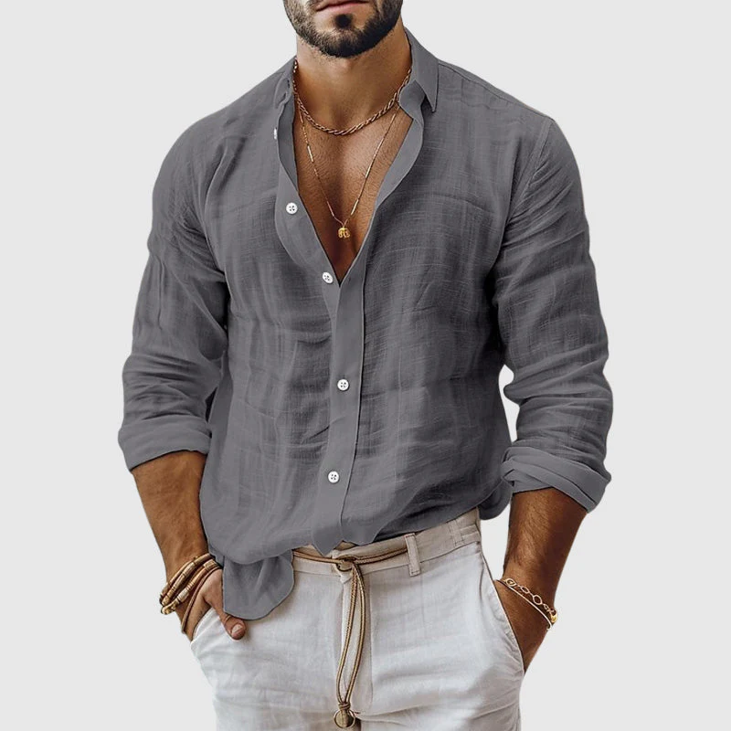 Blake - Men's Casual Long-Sleeve Linen Shirt - Image 4