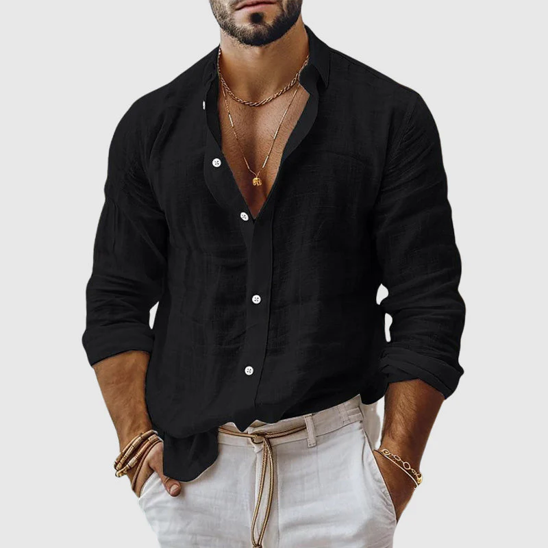 Blake - Men's Casual Long-Sleeve Linen Shirt - Image 5