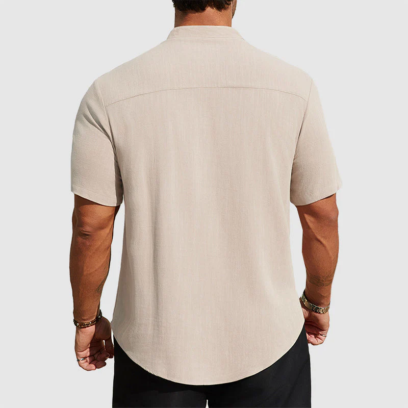 Blake - Men's Linen-Blend Short Sleeve Henley Shirt - Image 6