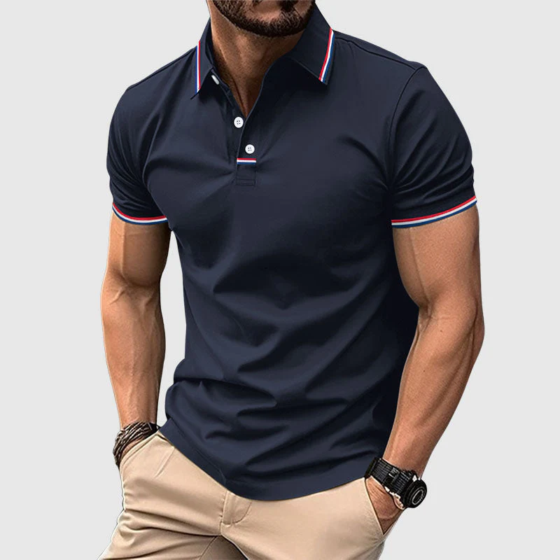Brady - Men's Striped Trim Polo Shirt - Image 2