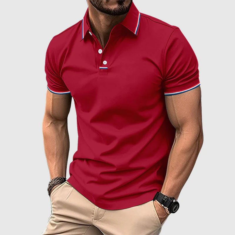 Brady - Men's Striped Trim Polo Shirt - Image 4