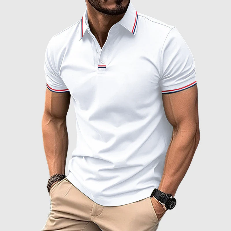 Brady - Men's Striped Trim Polo Shirt - Image 5