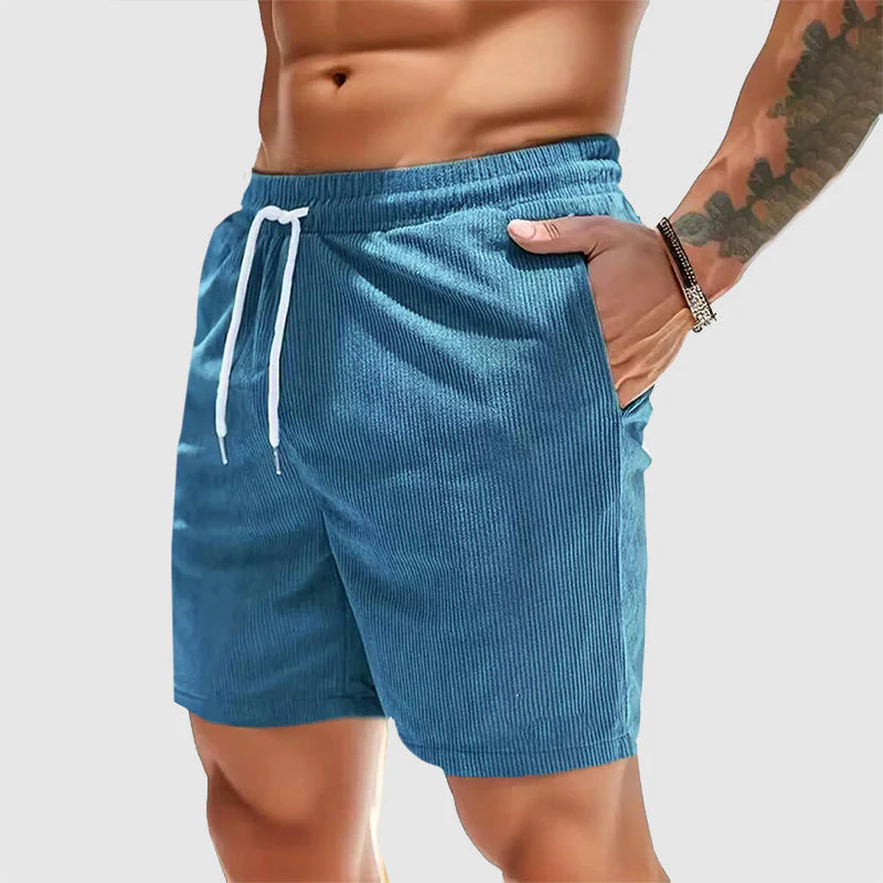 Caleb - Men's Elastic Waist Corduroy Casual Shorts - Image 2