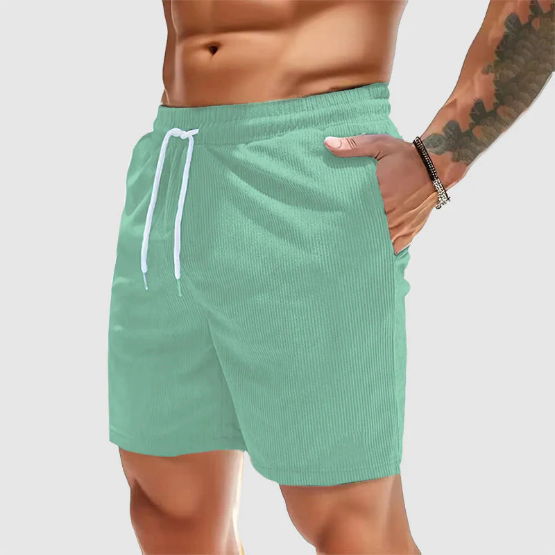 Caleb - Men's Elastic Waist Corduroy Casual Shorts - Image 3