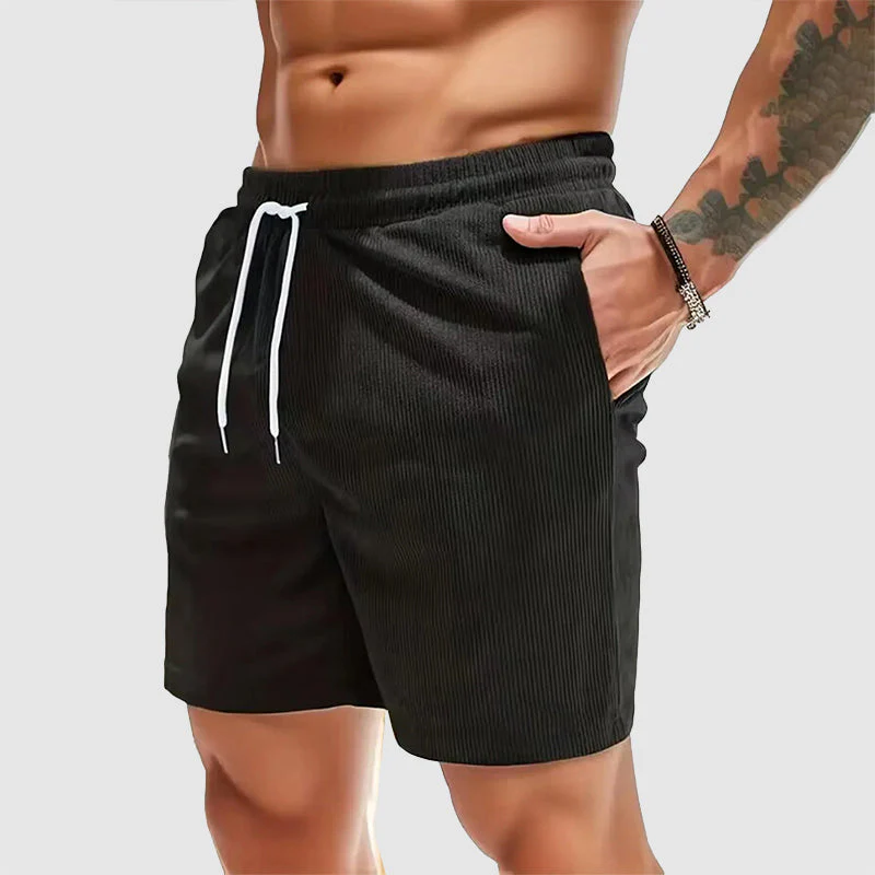 Caleb - Men's Elastic Waist Corduroy Casual Shorts - Image 4