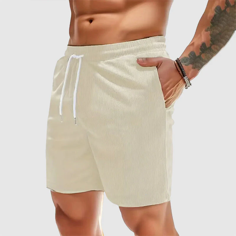 Caleb - Men's Elastic Waist Corduroy Casual Shorts - Image 5