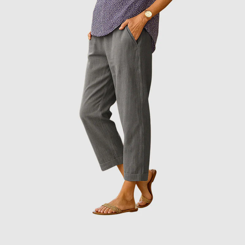 Clara - Women's Straight-Leg Linen Pants - Image 2