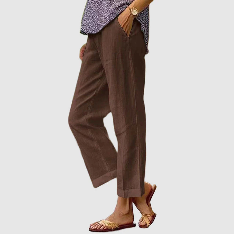 Clara - Women's Straight-Leg Linen Pants - Image 3