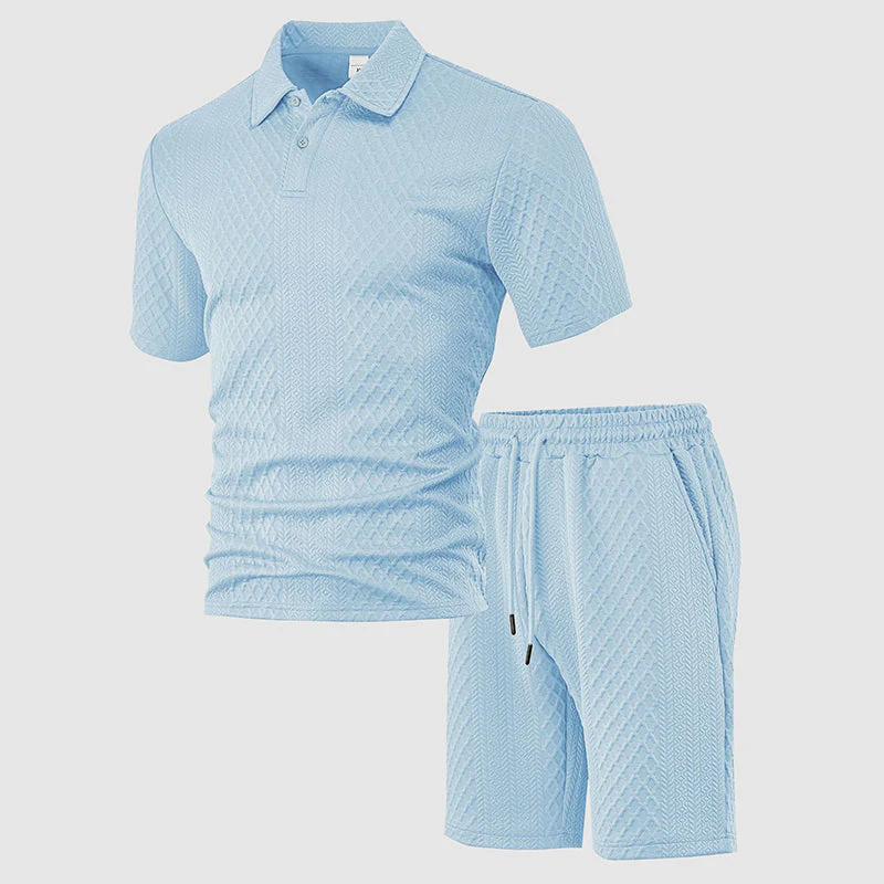Colton - Men's Textured Polo & Drawstring Shorts Set - Image 6