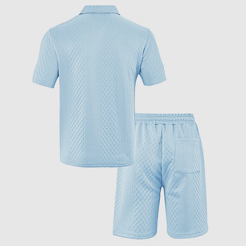 Colton - Men's Textured Polo & Drawstring Shorts Set - Image 7
