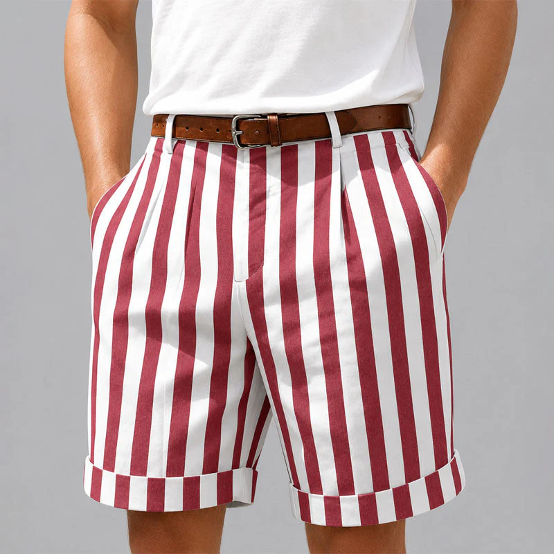 Dexter - Men's Vertical Stripe Rolled Hem Shorts