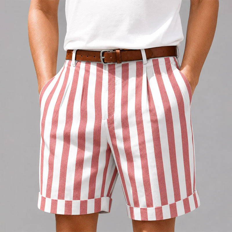 Dexter - Men's Vertical Stripe Rolled Hem Shorts - Image 2
