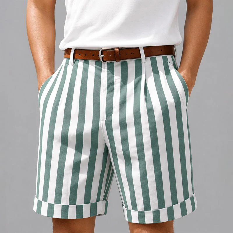 Dexter - Men's Vertical Stripe Rolled Hem Shorts - Image 3