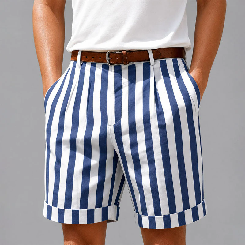 Dexter - Men's Vertical Stripe Rolled Hem Shorts - Image 4