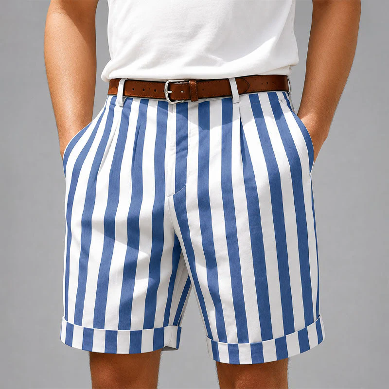 Dexter - Men's Vertical Stripe Rolled Hem Shorts - Image 5