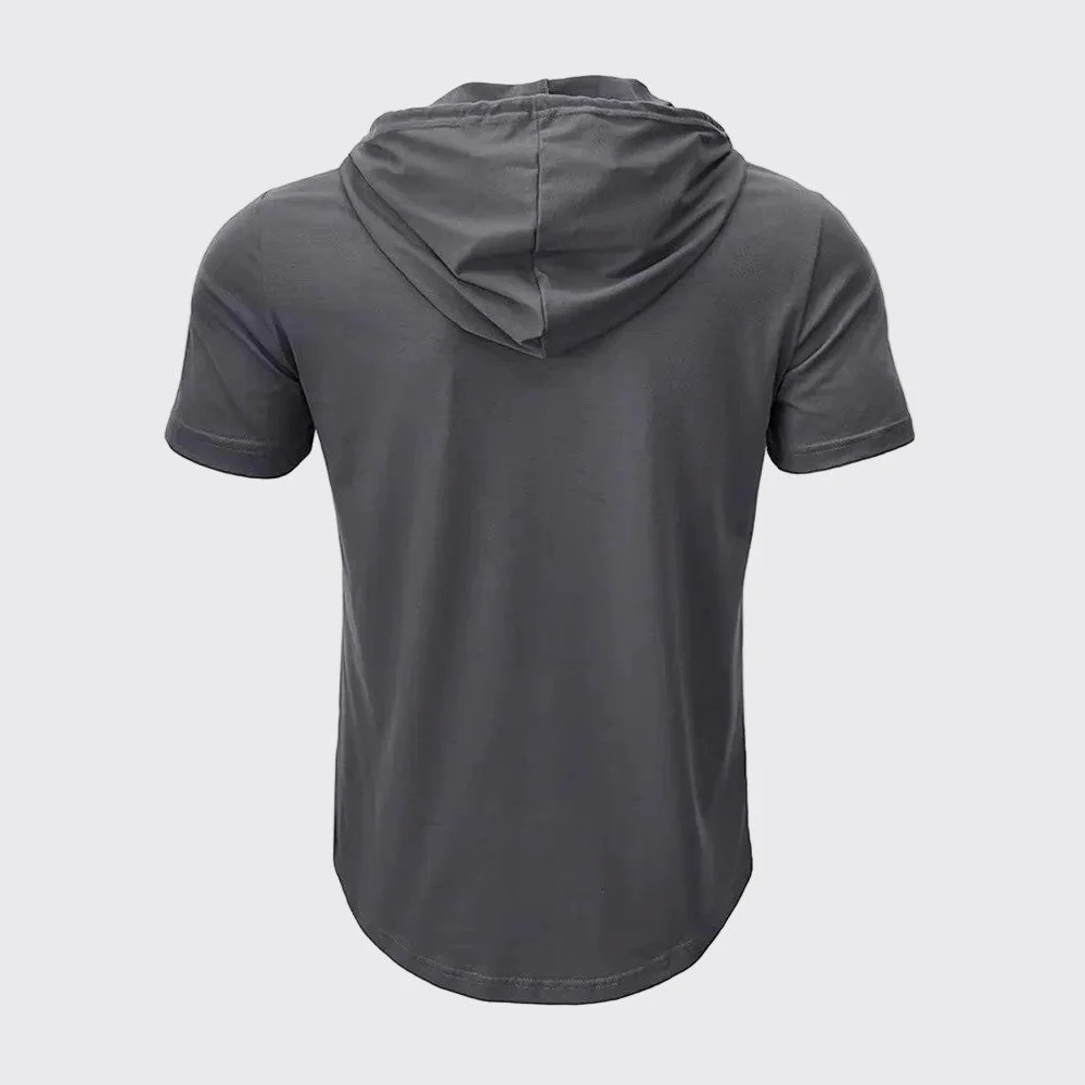 Edward - Men's Short Sleeve Linen Hooded Henley Shirt - Image 6
