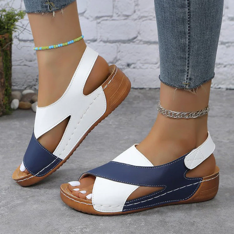 Elise Leroy Color-Block Wedge Slingback Sandals - Image 2