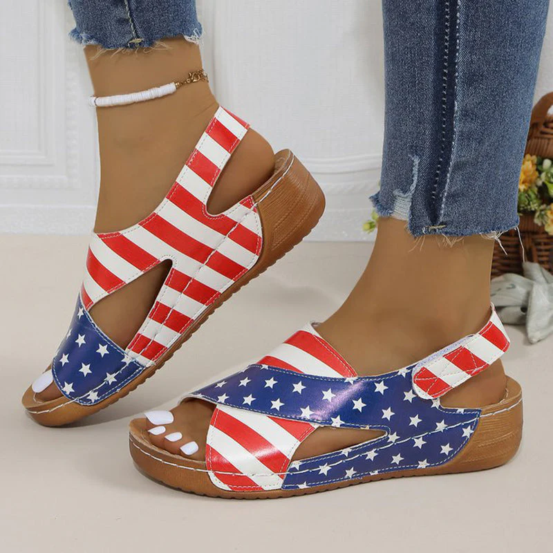 Elise Leroy Color-Block Wedge Slingback Sandals - Image 4