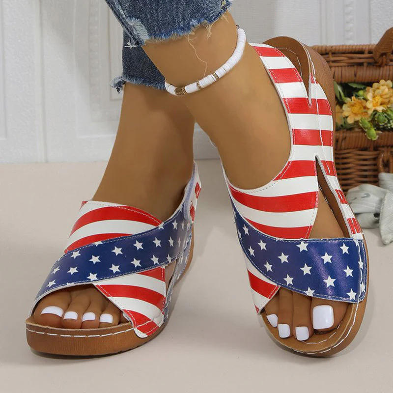 Elise Leroy Color-Block Wedge Slingback Sandals - Image 7