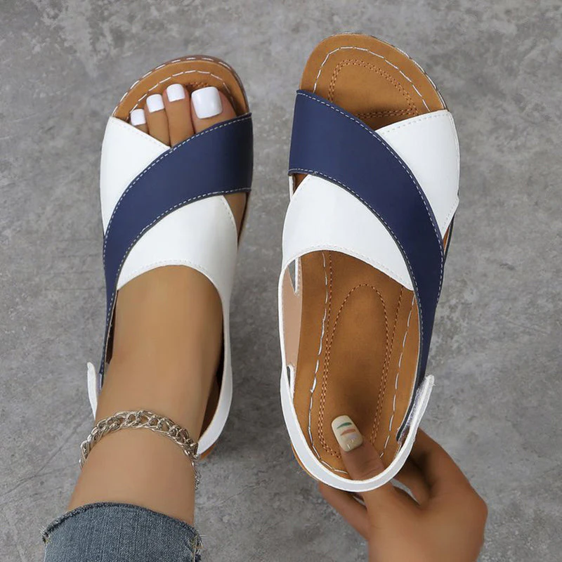 Elise Leroy Color-Block Wedge Slingback Sandals - Image 8