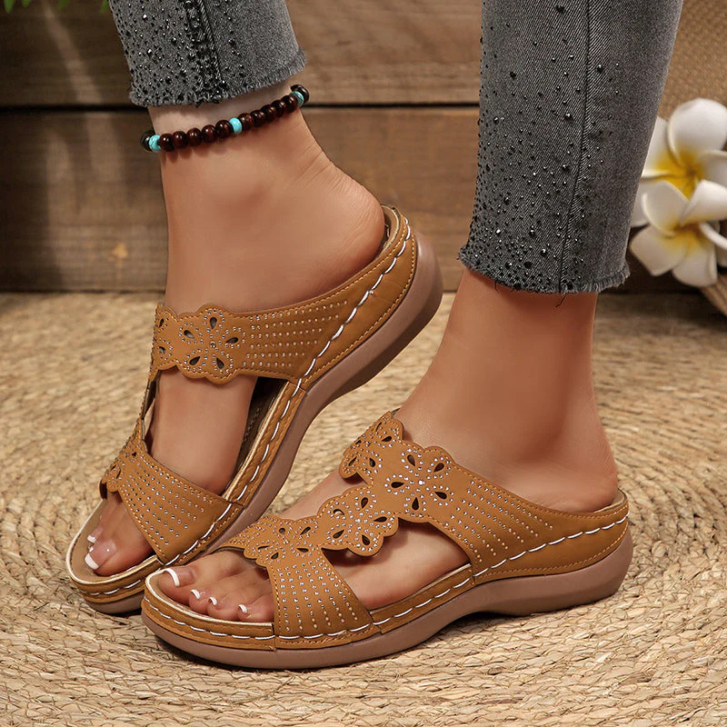 Elise Leroy Rhinestone Wedge Sandals - Image 3