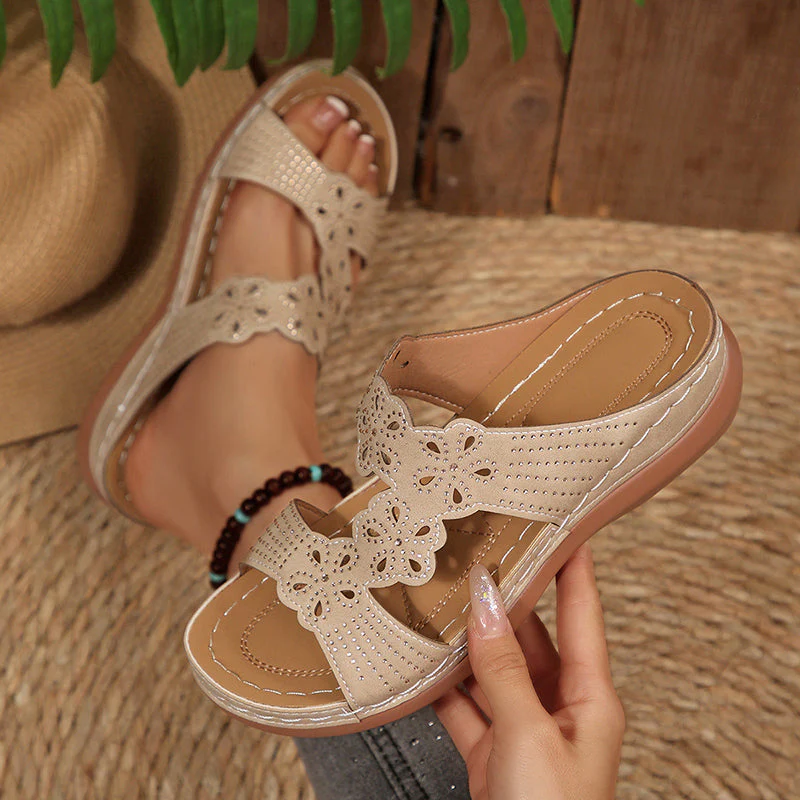 Elise Leroy Rhinestone Wedge Sandals - Image 5