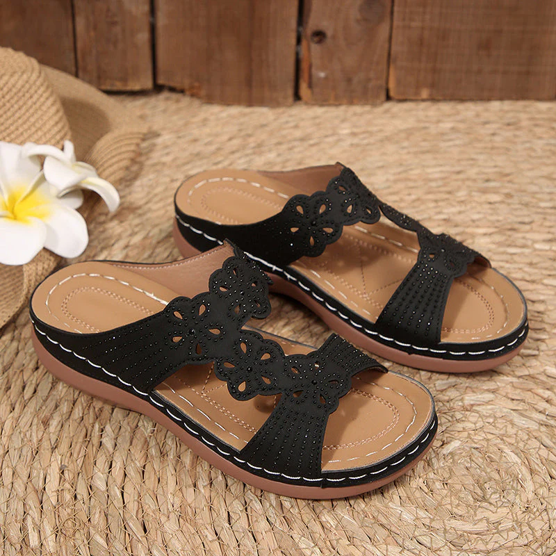 Elise Leroy Rhinestone Wedge Sandals - Image 7