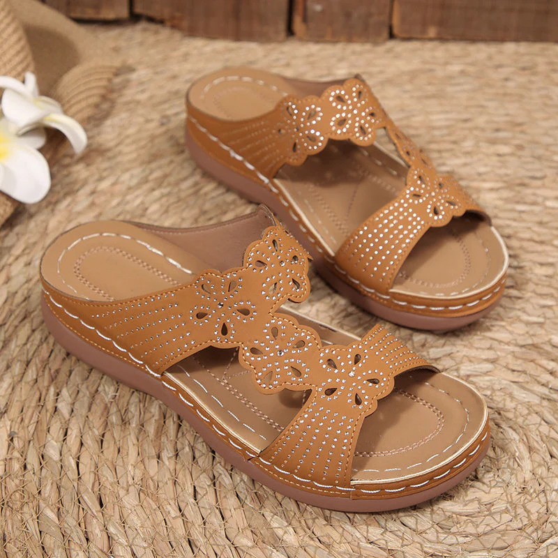Elise Leroy Rhinestone Wedge Sandals - Image 9