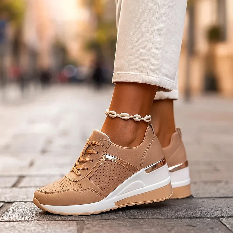 Elise Leroy Wedge Sneakers with Metallic Detail - Image 3