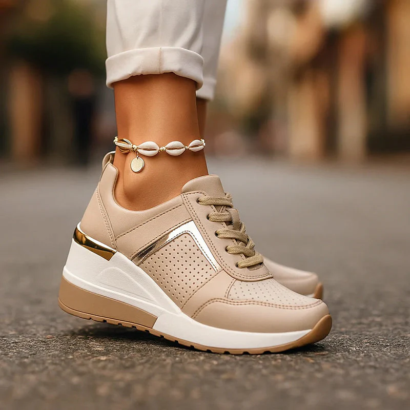 Elise Leroy Wedge Sneakers with Metallic Detail - Image 4