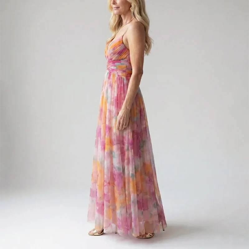 Everly - Women's Soft Mesh Watercolor Maxi Dress - Image 7