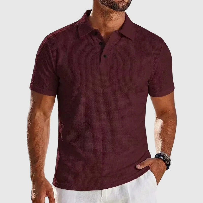 Frank - Men’s Textured Short Sleeve Polo Shirt - Image 3