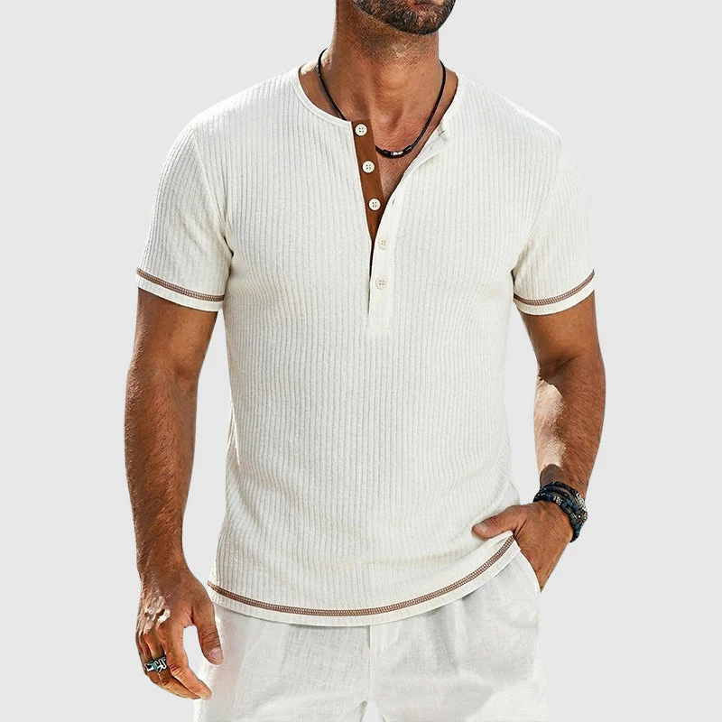 Frederick - Men’s Ribbed Short Sleeve Henley T-Shirt - Image 3