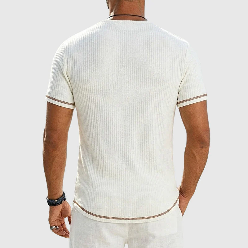 Frederick - Men’s Ribbed Short Sleeve Henley T-Shirt - Image 4