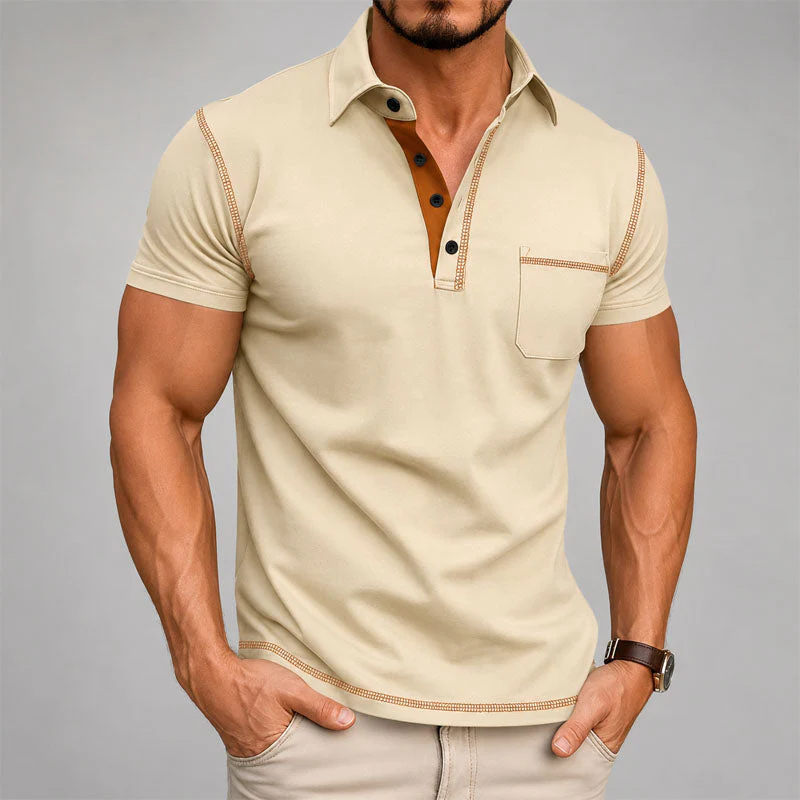 Garrett - Men's Contrast Trim Polo Shirt - Image 3