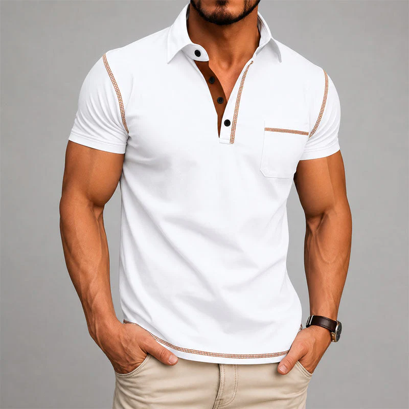 Garrett - Men's Contrast Trim Polo Shirt - Image 4