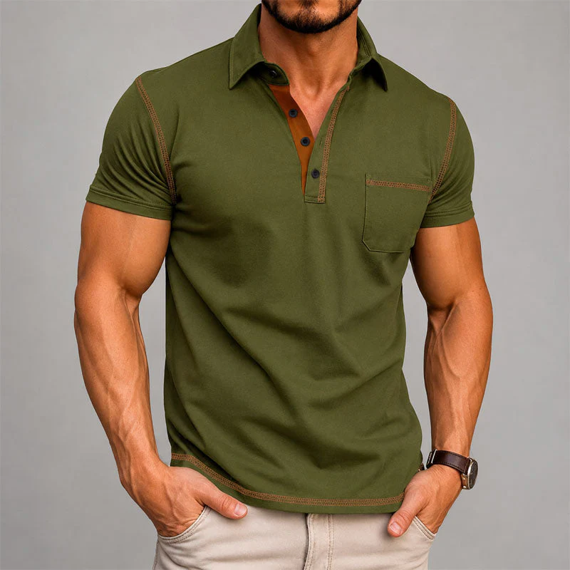 Garrett - Men's Contrast Trim Polo Shirt - Image 5